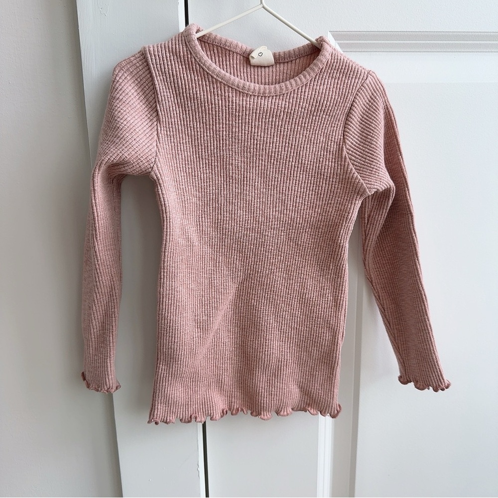 Pink Ribbed Top and Patterned Pants Set - Picture 4 of 4
